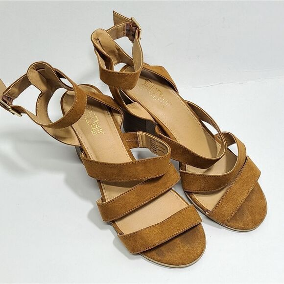 Brash Block Heel Brown Sandals Size 8 - Picture 2 of 11